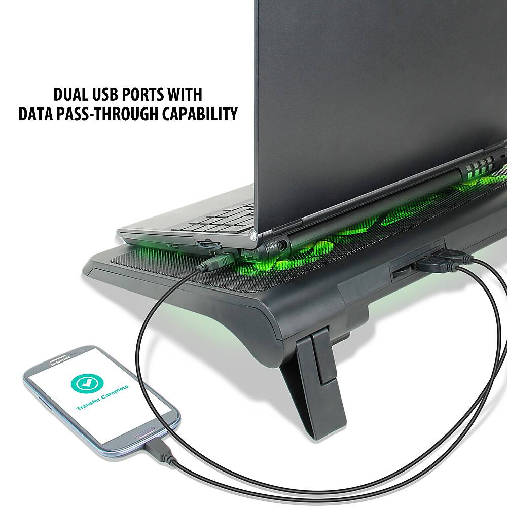 Alt View 12. ENHANCE - GX-C1 Laptop Cooling Stand with 5 LED Fans & Dual USB Ports - Green.