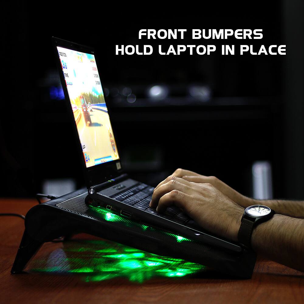 Alt View 14. ENHANCE - GX-C1 Laptop Cooling Stand with 5 LED Fans & Dual USB Ports - Green.