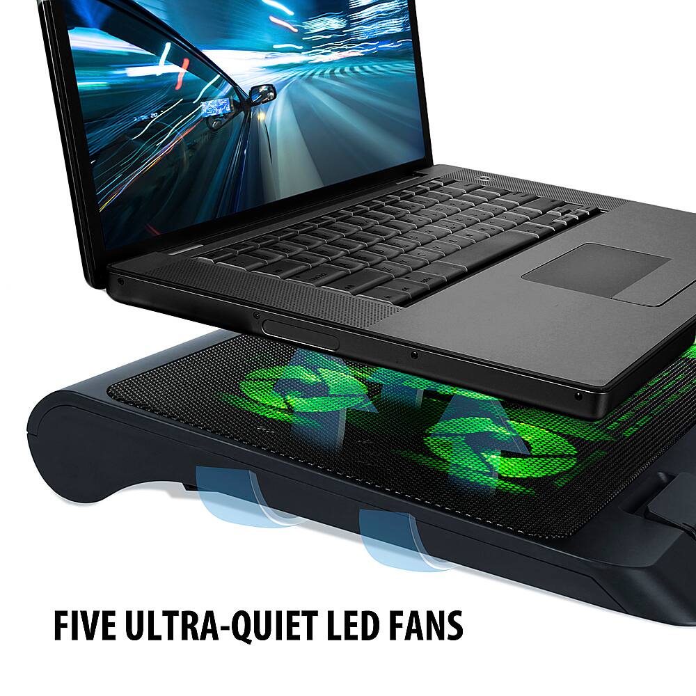 Alt View 16. ENHANCE - GX-C1 Laptop Cooling Stand with 5 LED Fans & Dual USB Ports - Green.