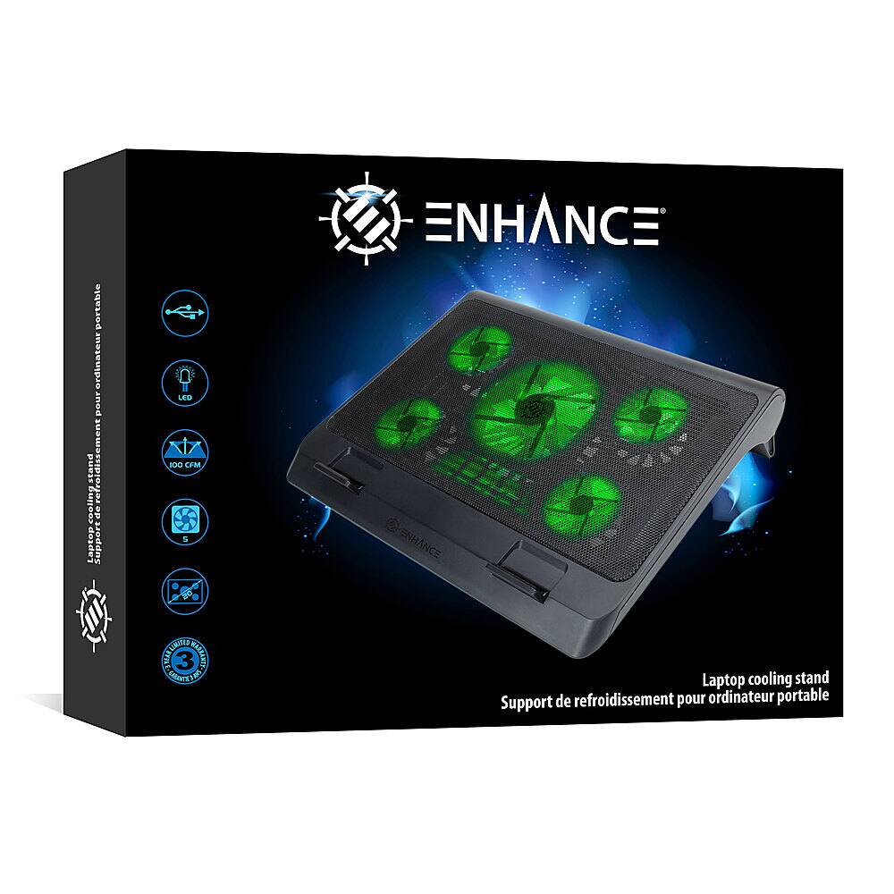 Alt View 17. ENHANCE - GX-C1 Laptop Cooling Stand with 5 LED Fans & Dual USB Ports - Green.