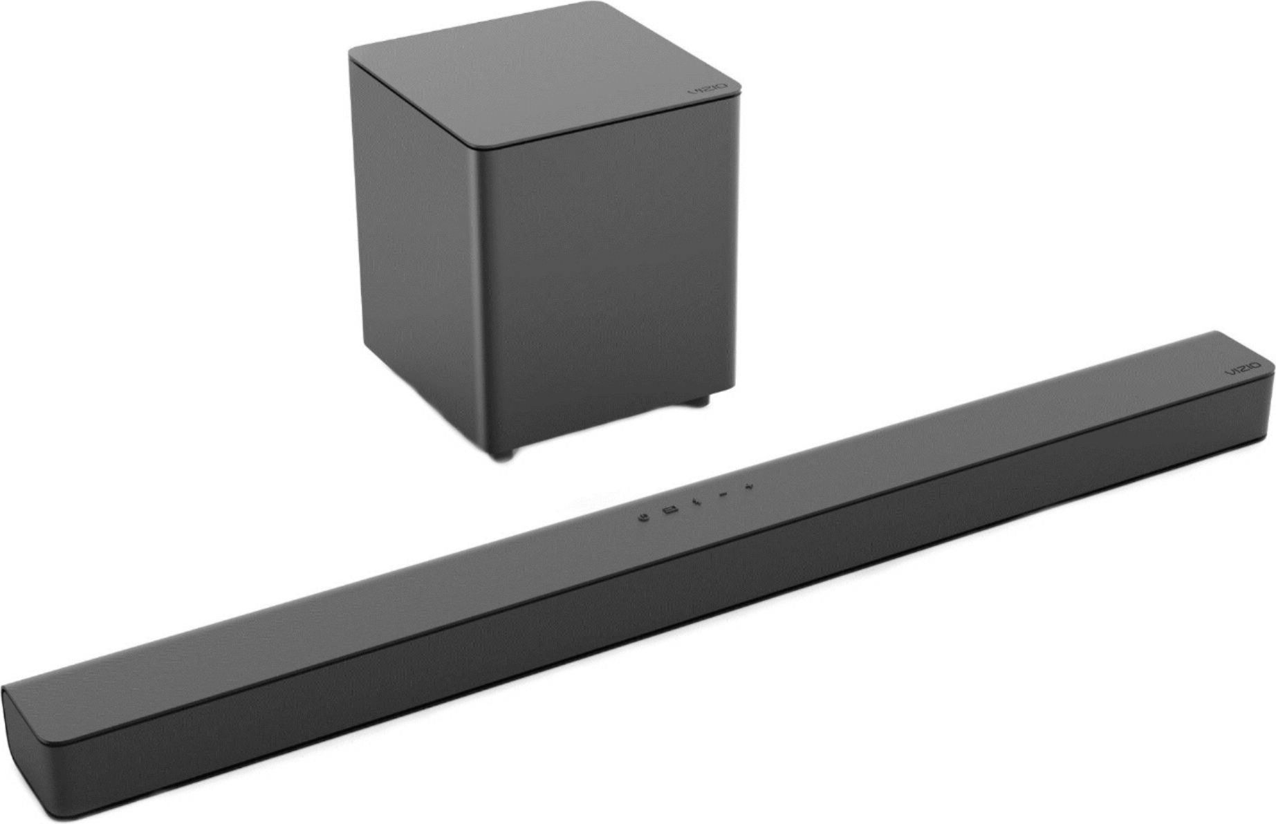 Left View: VIZIO - V-Series 2.1 Channel Sound Bar System with Wireless Subwoofer - Black