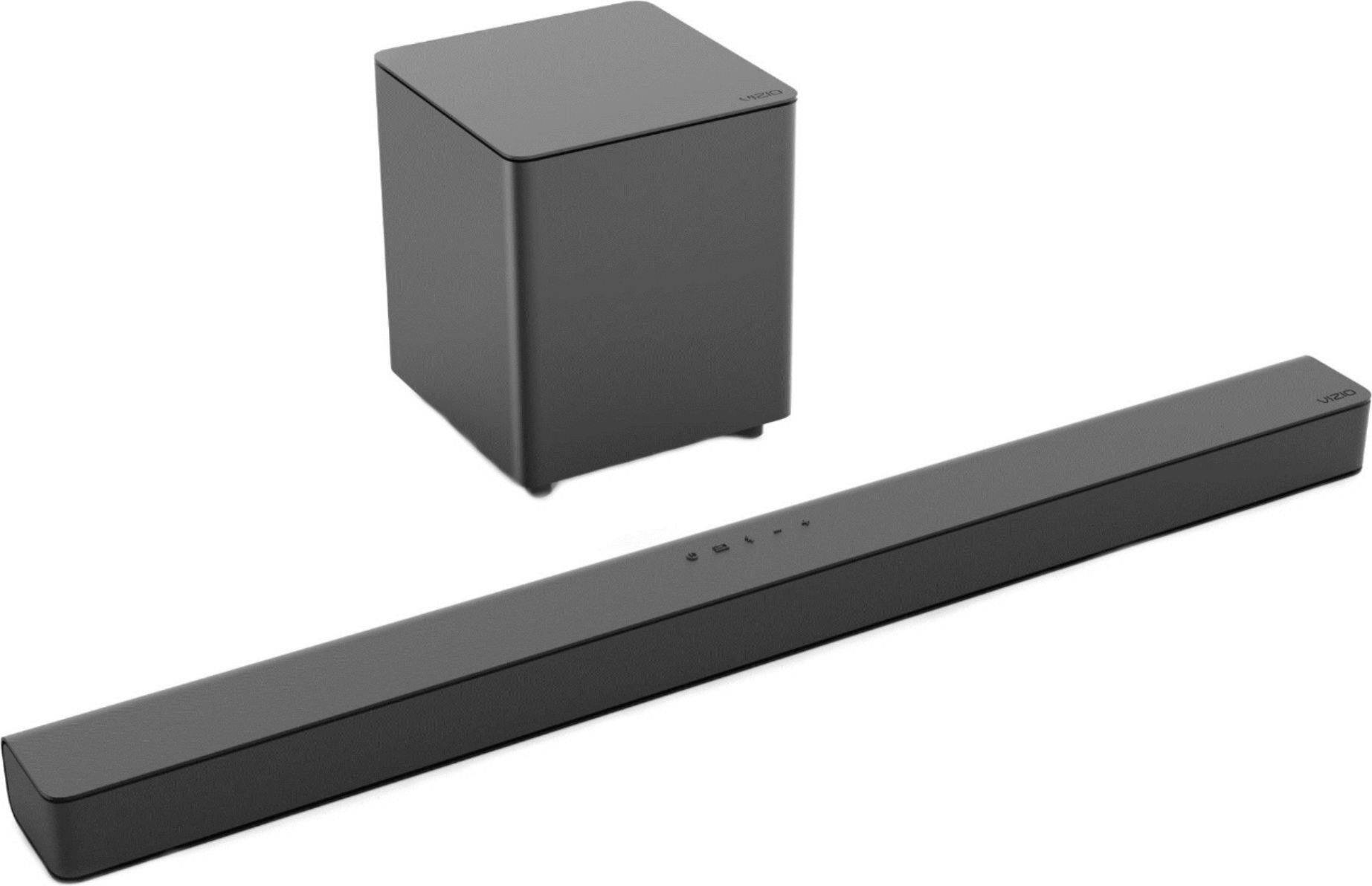 Left. VIZIO - 2.1-Channel V-Series Soundbar with Wireless Subwoofer and Dolby Audio/DTS Virtual:X - Black.