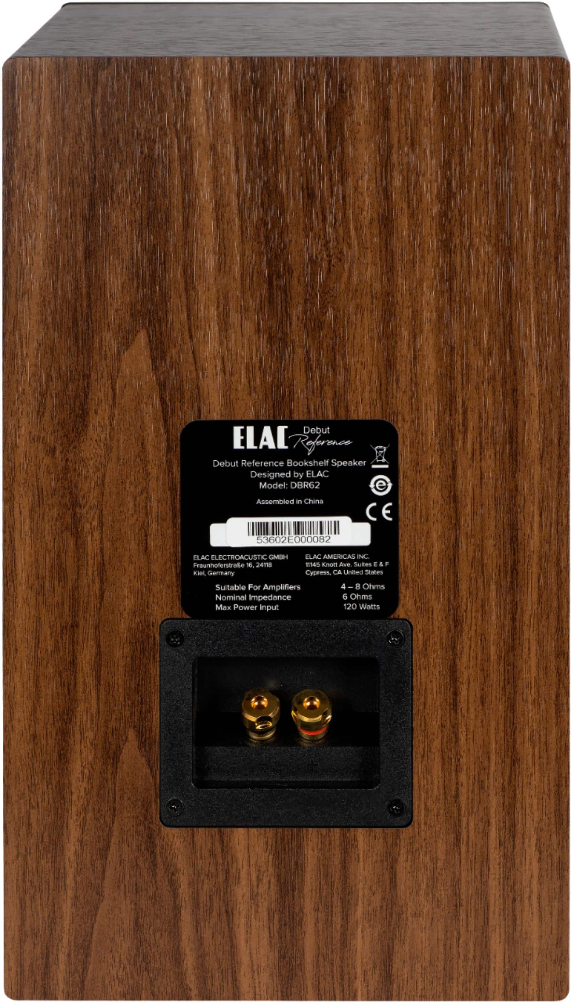 Back. ELAC - Debut Reference Bookshelf Speakers - Black/Walnut.