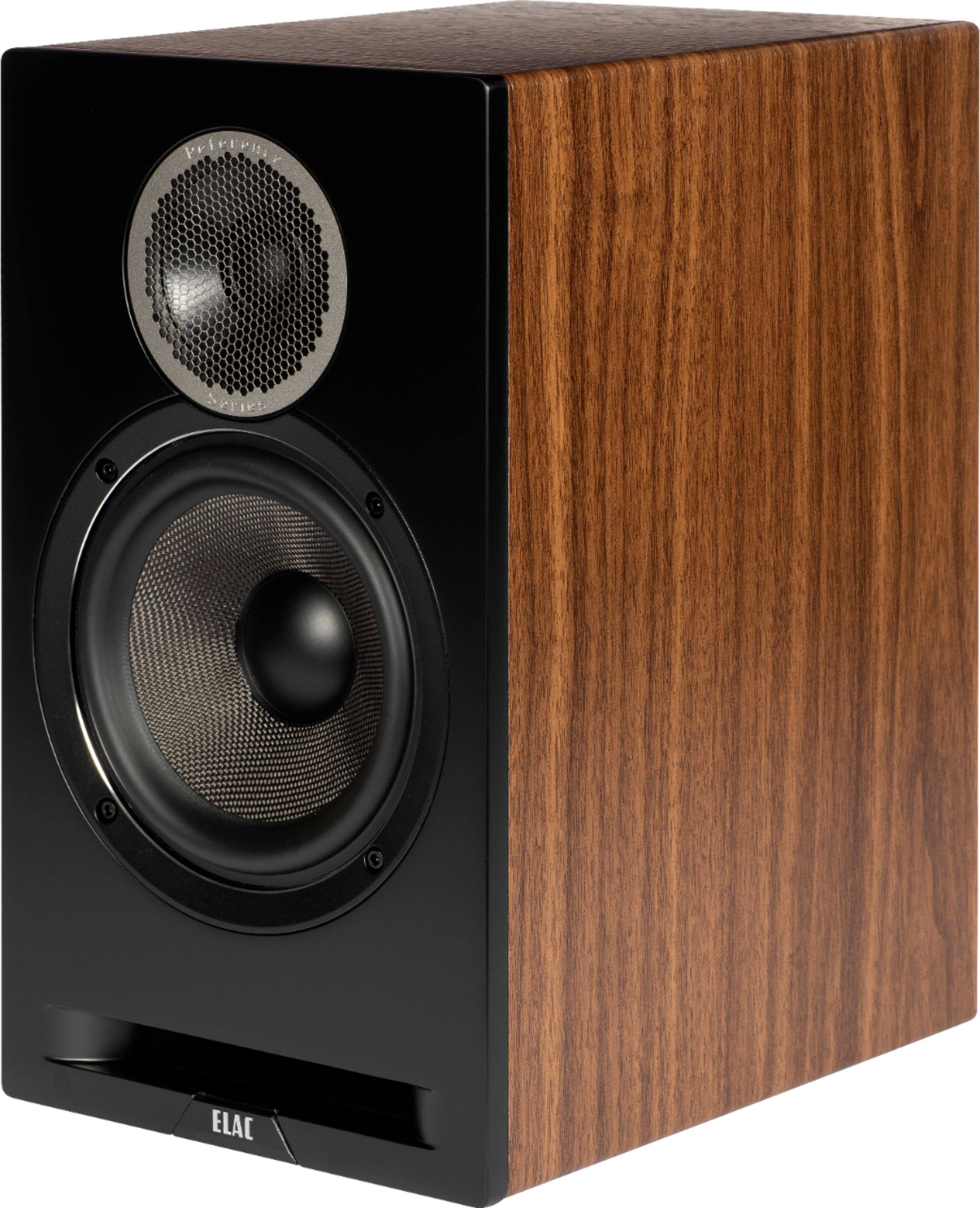 Left. ELAC - Debut Reference Bookshelf Speakers - Black/Walnut.