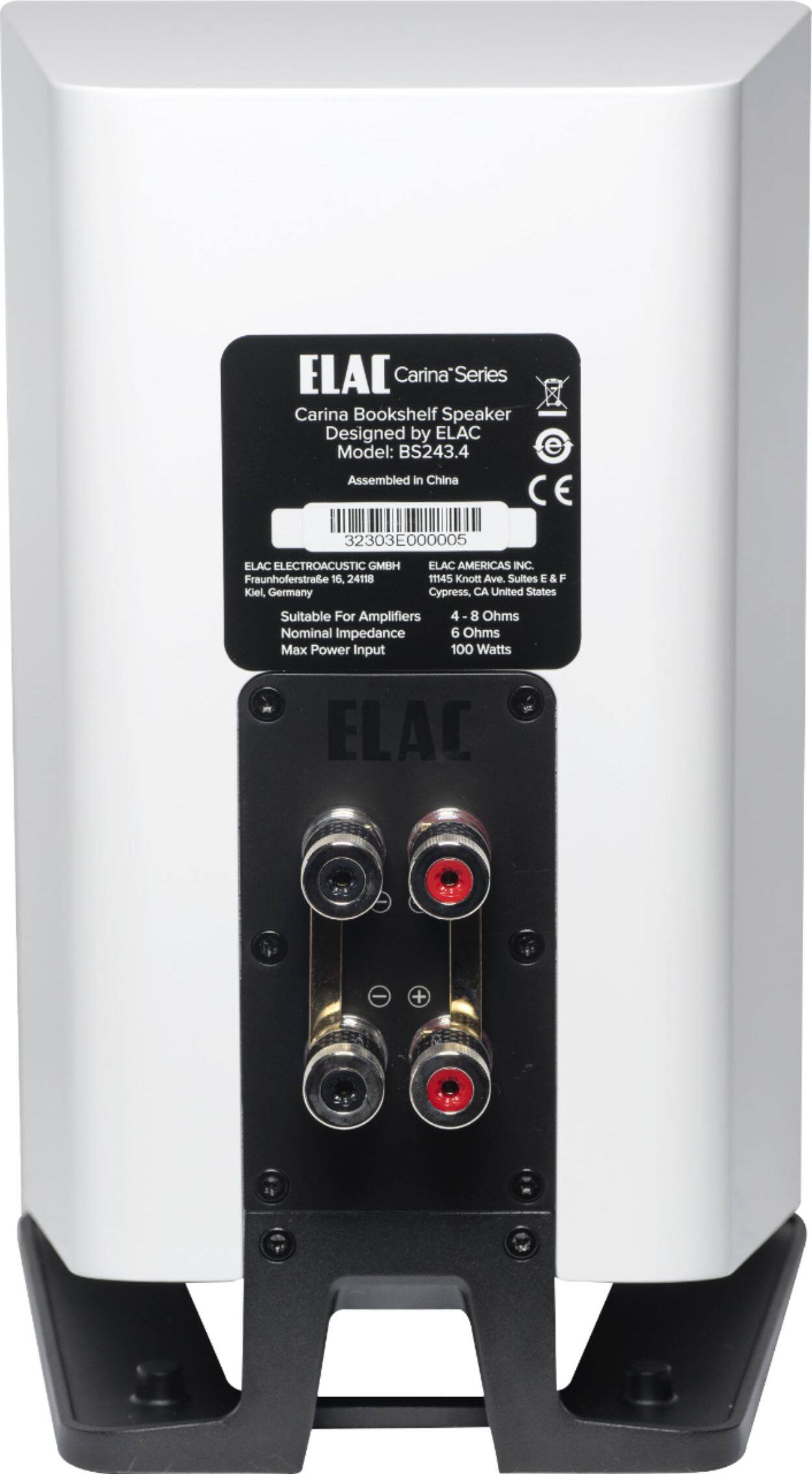 Back. ELAC - Carina Bookshelf Speakers - Satin White.