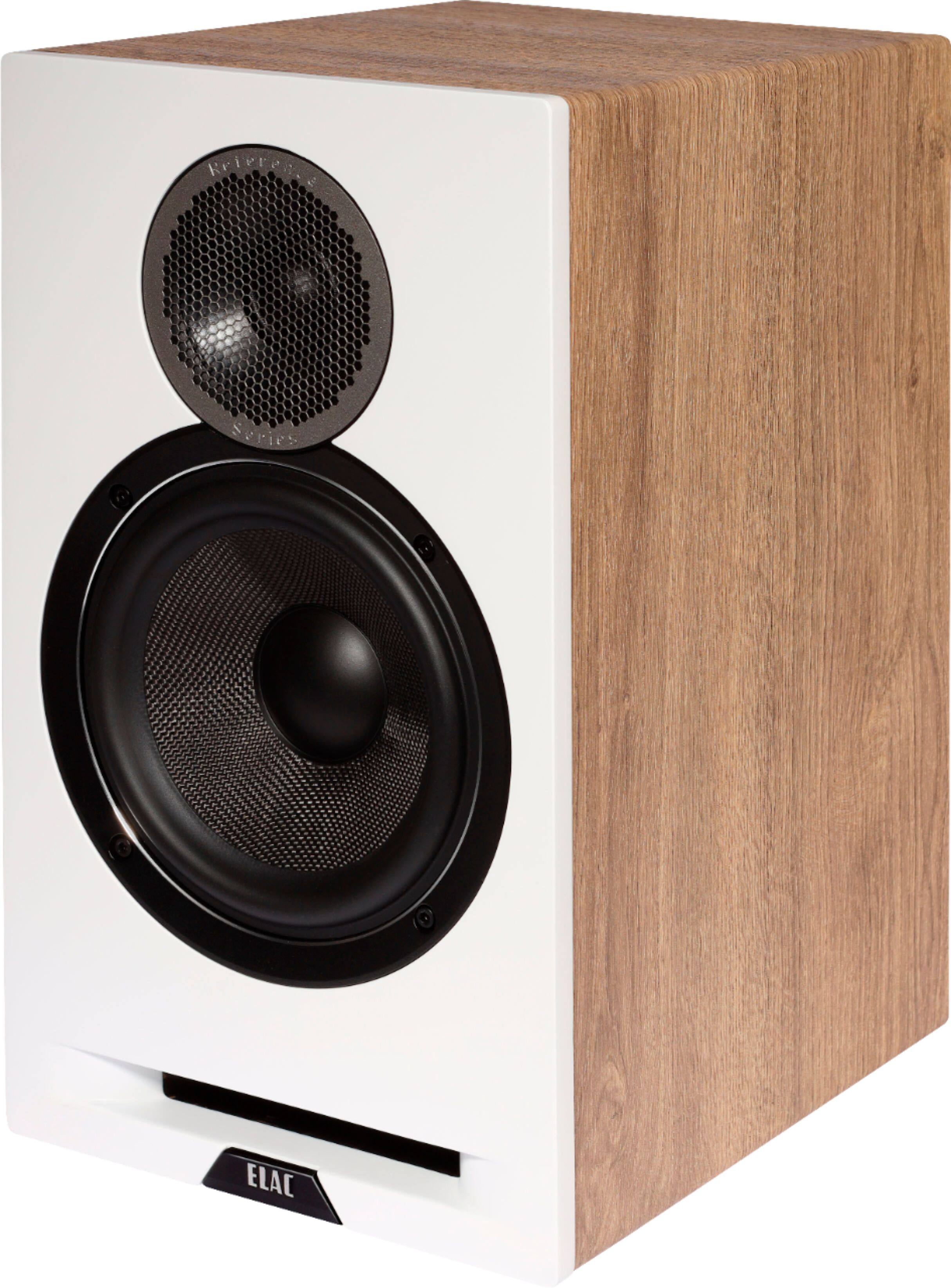 Left. ELAC - Debut Reference Bookshelf Speakers - White/Oak.