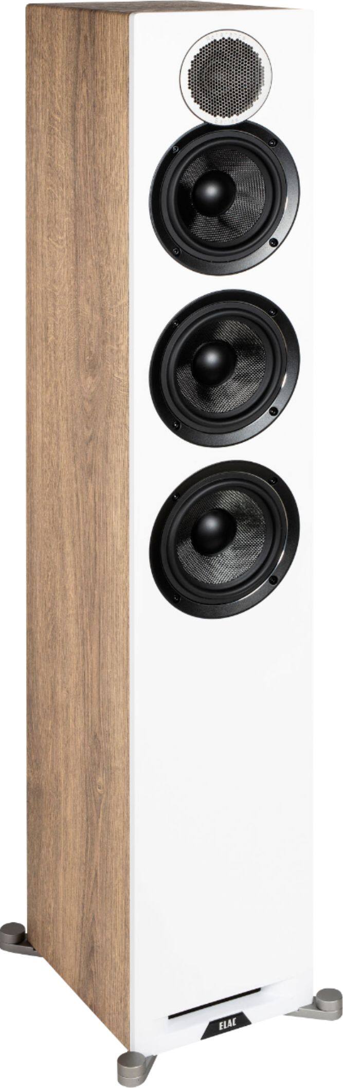 Angle. ELAC - Debut Reference Floorstanding Speaker - White/Oak.