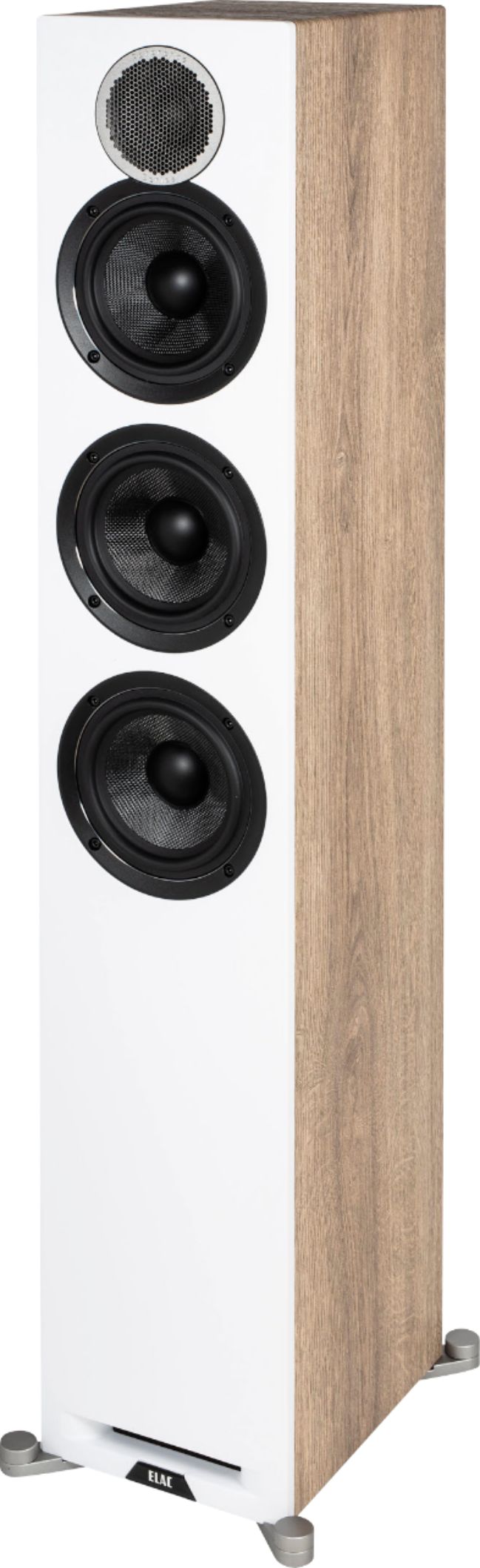 Left View: ELAC - Debut Reference Floorstanding Speaker - White/Oak
