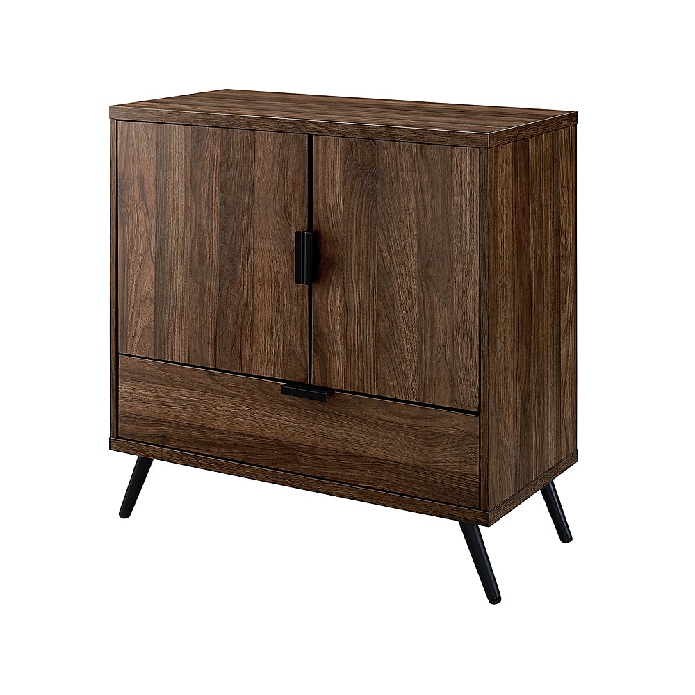 Angle View: Walker Edison - Mid Century Modern Drawer Accent Cabinet - Dark Walnut