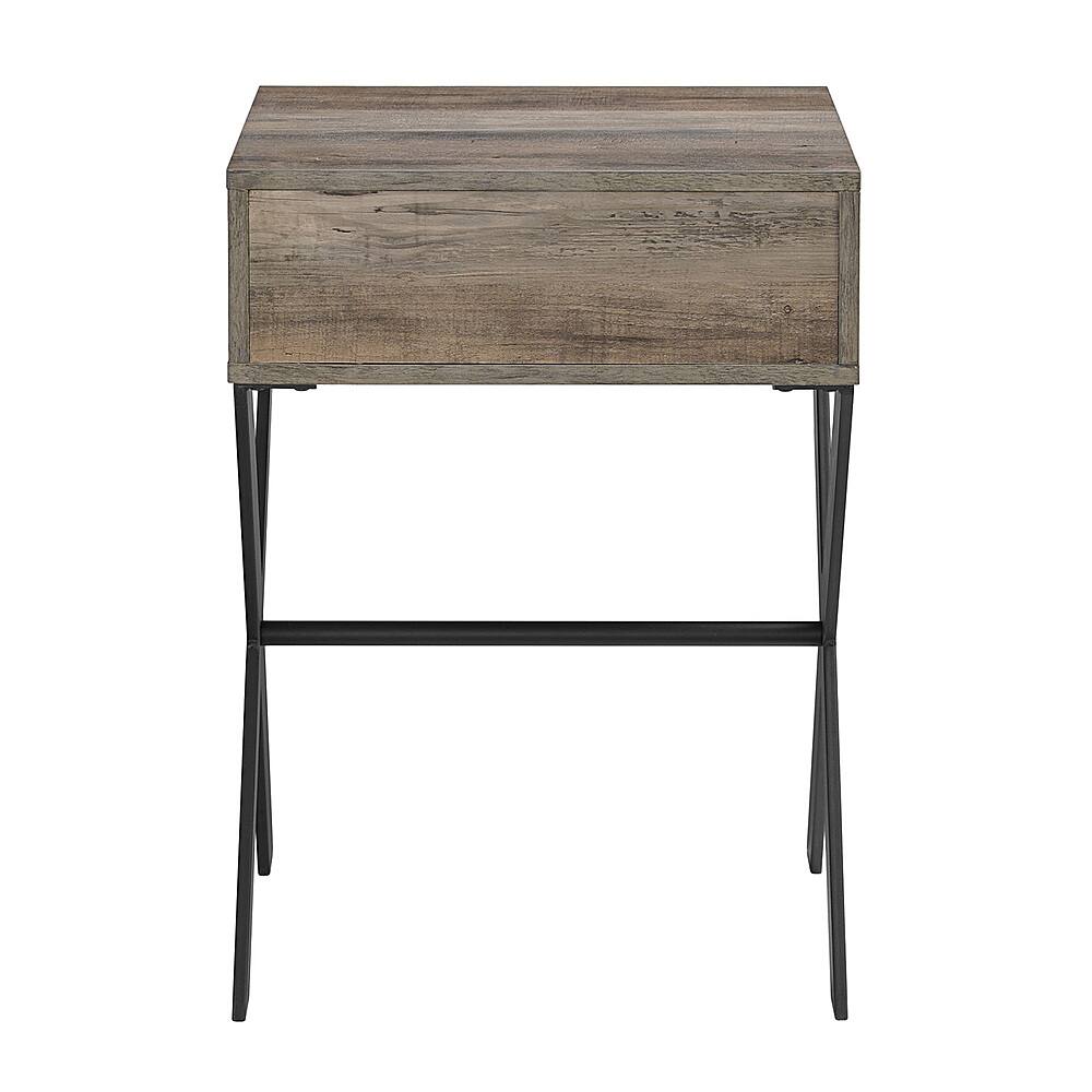 Alt View 11. Walker Edison - Brin 18" X Leg 1 Drawer Metal and Wood Side Table - Grey Wash.