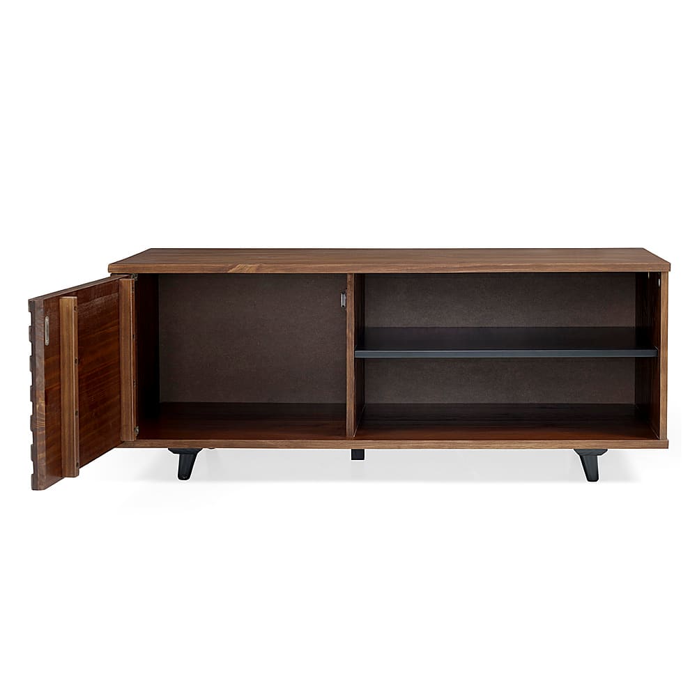 Angle View: Walker Edison - 44" Mid Century Modern Entryway Storage Bench - Walnut