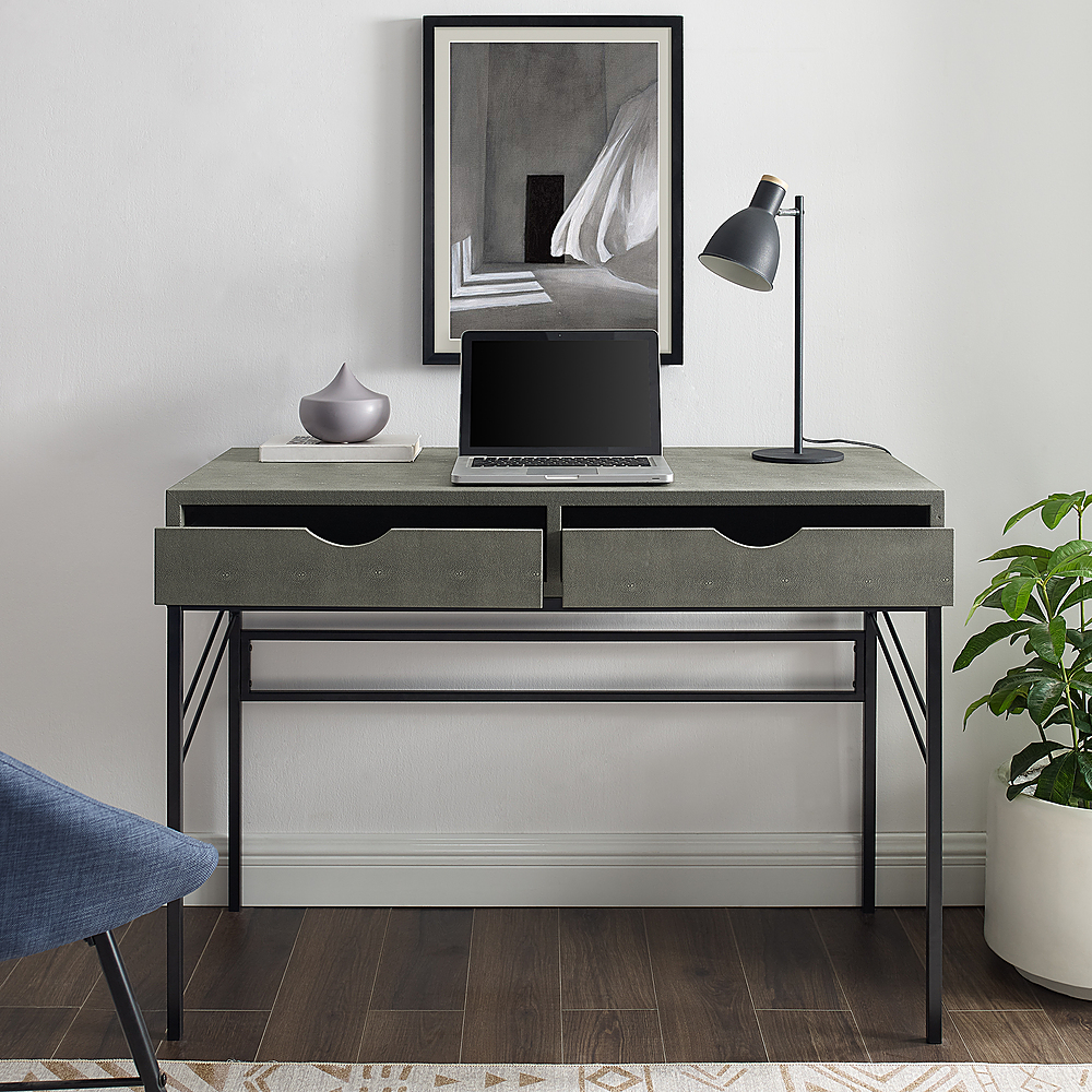 Computer Desk with Drawers Gray - EveryRoom