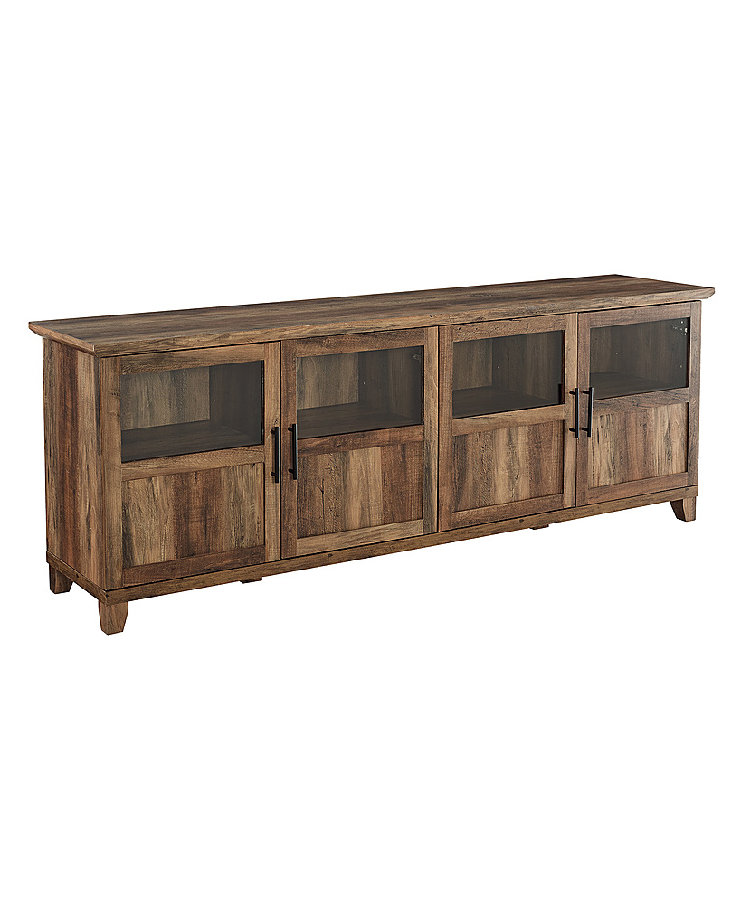 Angle View: Walker Edison - Tall Split Door TV Stand for Most TVs up to 78" - Rustic Oak