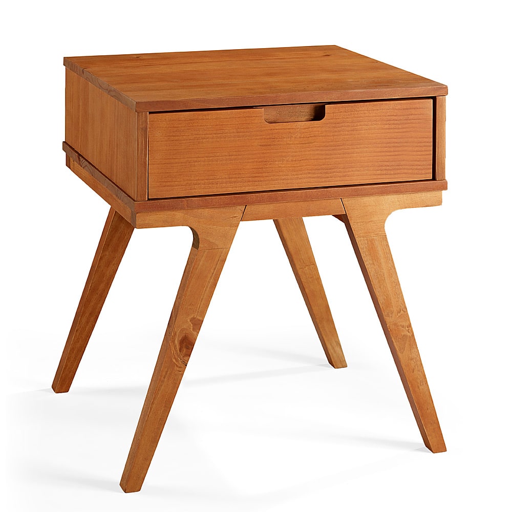 Angle View: Walker Edison - Mateo 1 Drawer Modern Side Table - Caramel