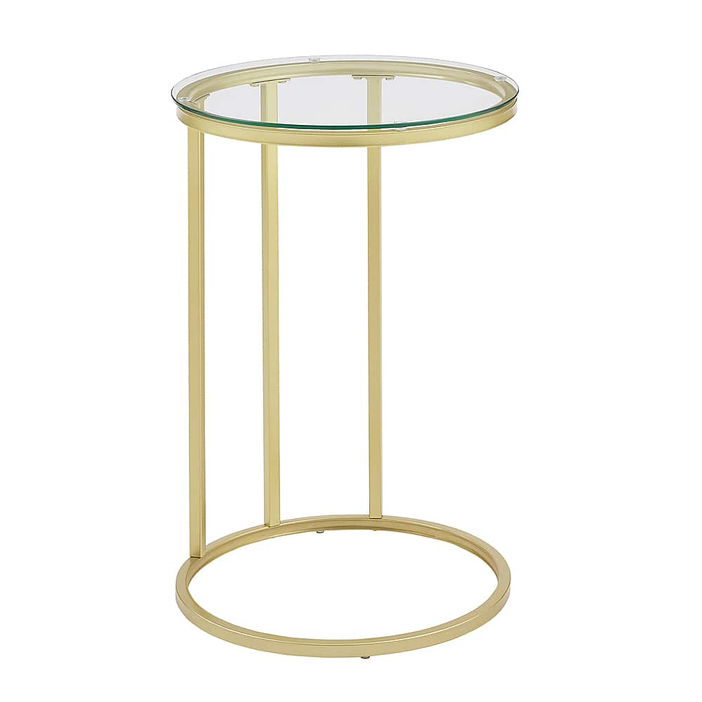 Left View: Walker Edison - 16" Round C Table - Gold