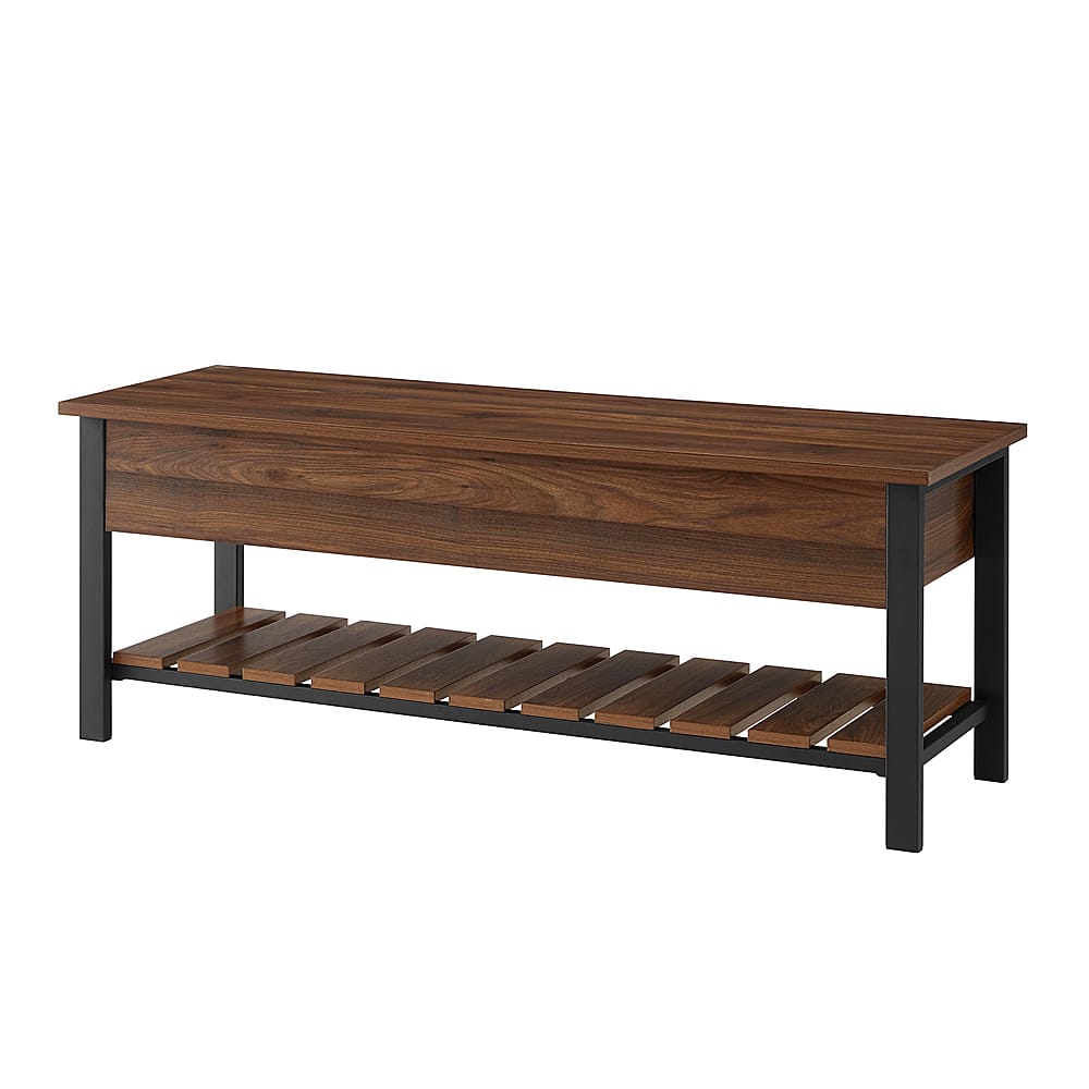 Angle View: Walker Edison - Lift Top Modern Storage Entryway Bench - Dark Walnut