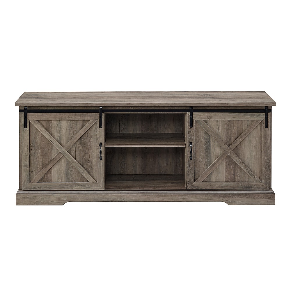 Walker Edison - 70" Sliding Barn Door TV Console - Gray - Front_Zoom