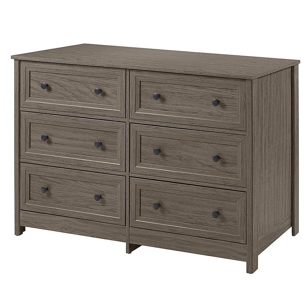 Angle View: Walker Edison - 6 Drawer Groove Dresser Chest - Slate Grey