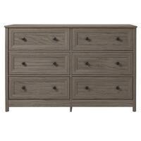 Walker Edison - 6 Drawer Groove Dresser Chest- Slate Grey - Slate Grey - Front_Zoom