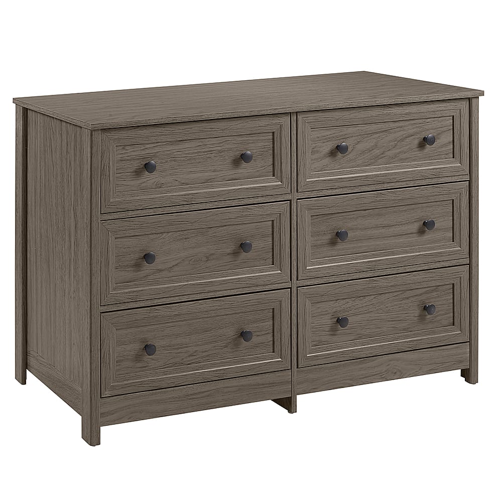 Left View: Walker Edison - 6 Drawer Groove Dresser Chest - Slate Grey