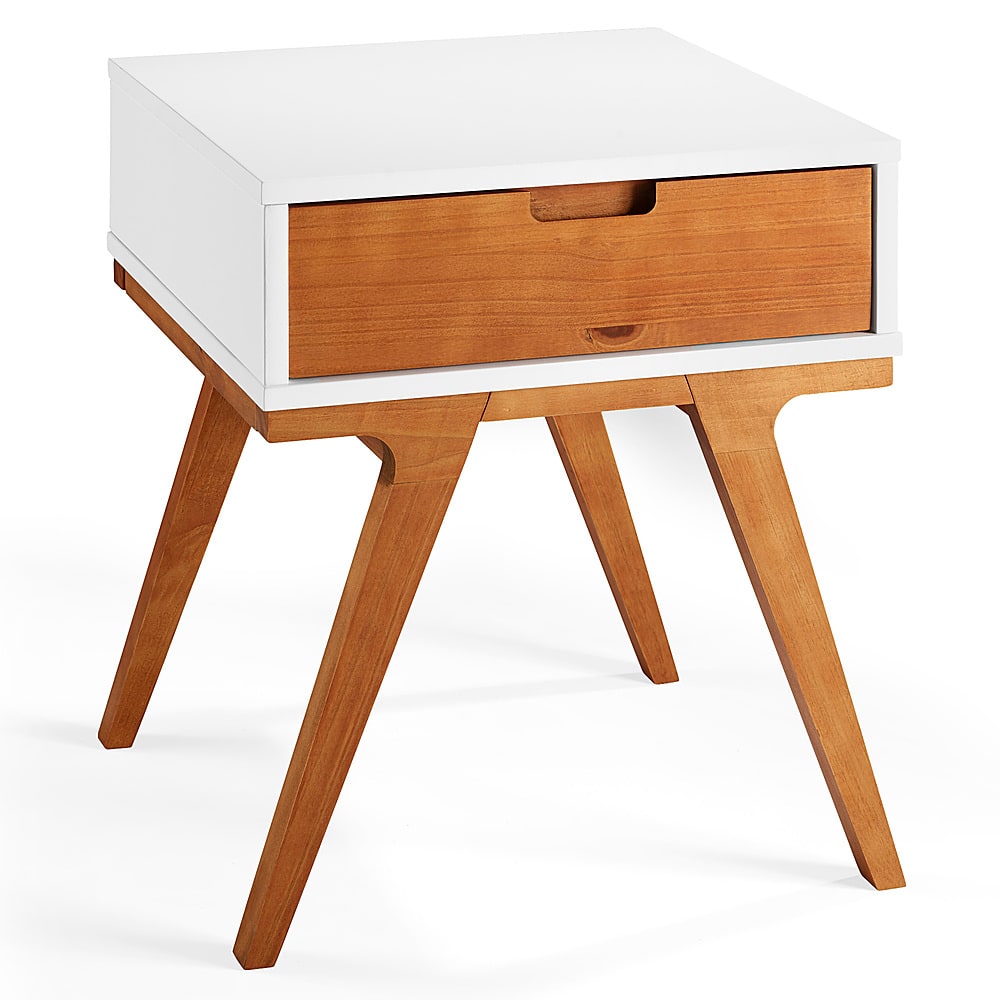 Angle View: Walker Edison - Mateo 1 Drawer Modern Side Table - White Oak