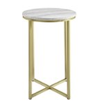 Front Zoom. Walker Edison - Melissa 16" Faux Stone Round Glam Side Table - Faux Grey Marble.