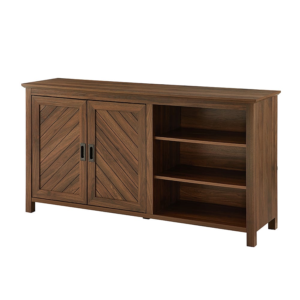 Angle View: Walker Edison - Farmhouse Chevron Cabinet TV Stand for Most Flat-Panel TV's up to 65" - Dark Walnut