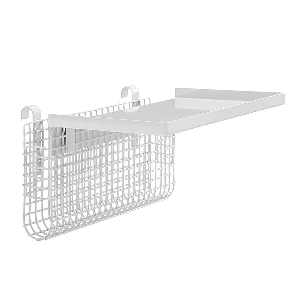 Left View: Walker Edison - Universal Metal Bunk Bed Shelf - White/Mesh