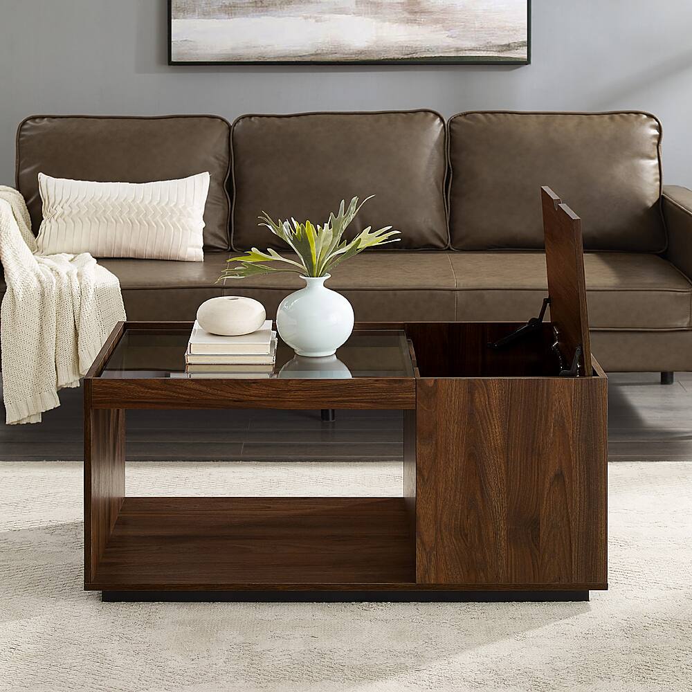 dark walnut coffee table with storage