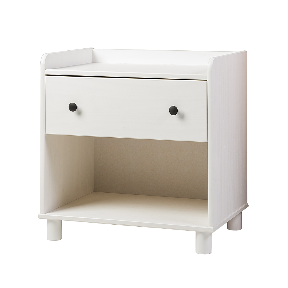 Angle View: Walker Edison - Morgan 1 Drawer Tray Top Solid Wood Nightstand - White