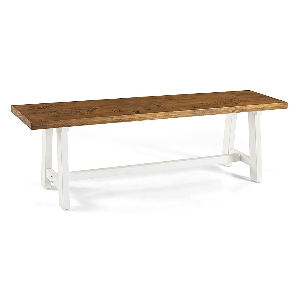 Angle View: Walker Edison - Farmhouse Solid Wood Dining Bench - White/Brown