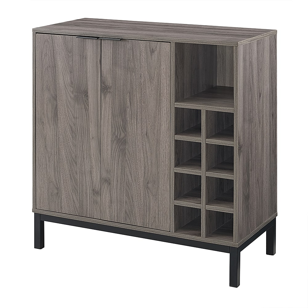 Angle View: Walker Edison - Bar Cabinet with Wine Storage - Slate Grey