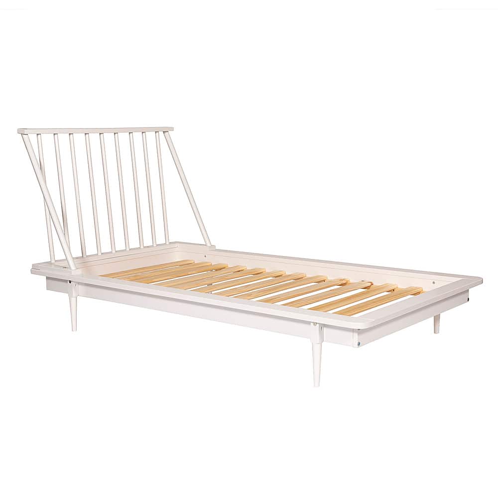 Angle. Walker Edison - Twin Mid Century Solid Wood Spindle Bed - White.