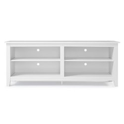Walker Edison - Modern Wood Open Storage TV Stand for Most TVs up to 65" - White - Front_Zoom