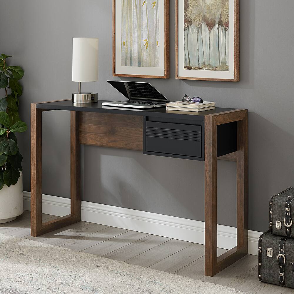 Alt View 12. Walker Edison - Modern Fluted Storage Drawer Wood Computer Desk - Black.