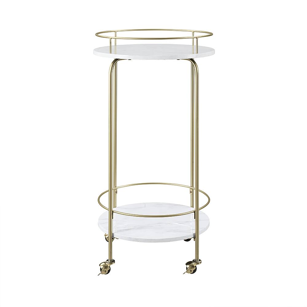 Angle View: Walker Edison - Modern Glam Rolling Bar Drink Cart - Faux White Marble Gold