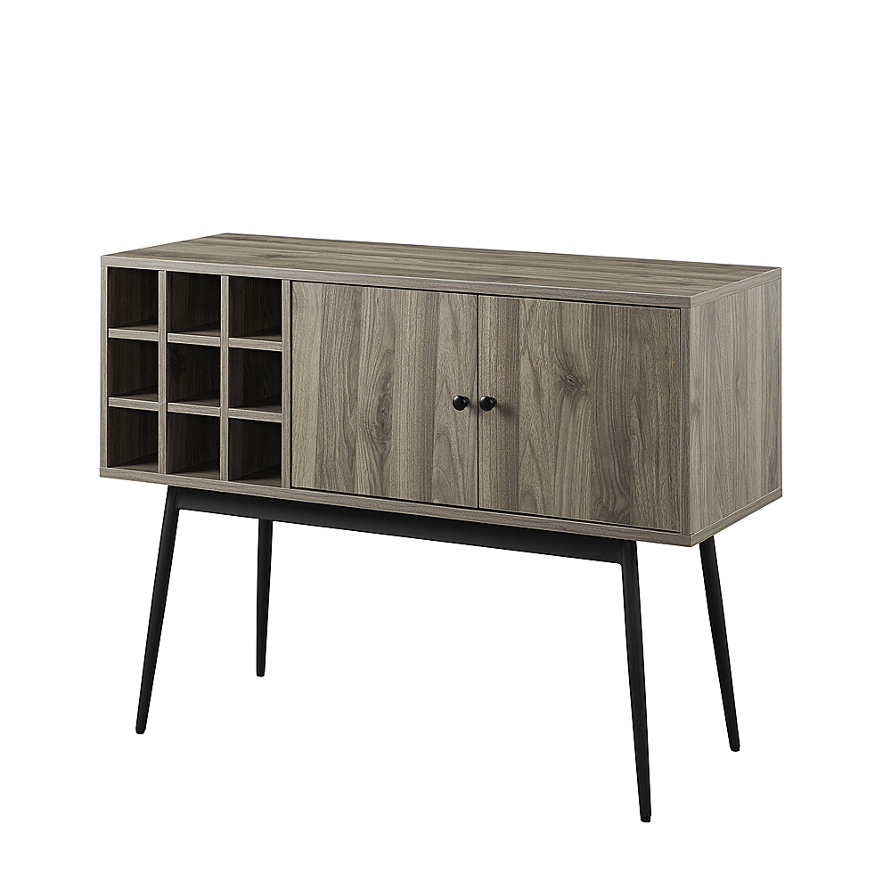 Angle View: Walker Edison - Mid Century Modern Bottle Storage Bar Cabinet - Slate Grey