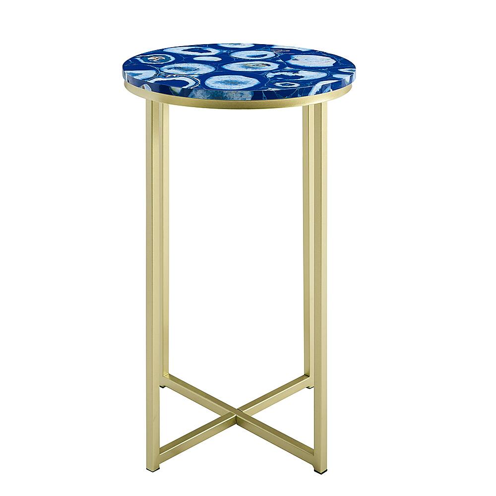 Walker Edison Melissa 16" Faux Stone Round Glam Side Table ...