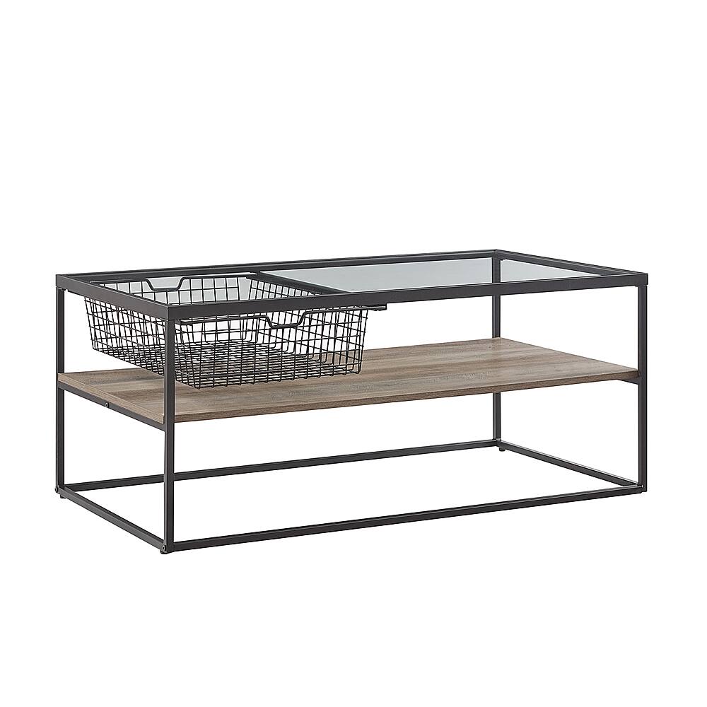 Angle View: Walker Edison - 42" Mesh Drawer Coffee Table - Grey Wash