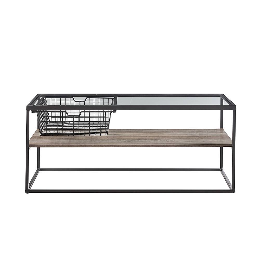 Best Buy Walker Edison 42" Mesh Drawer Coffee Table Grey Wash BBF42MDRCTGW