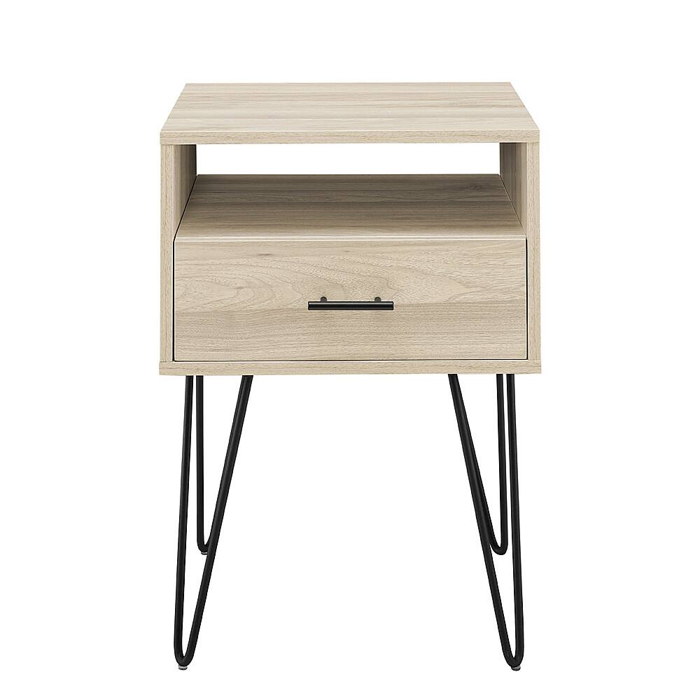 Front. Walker Edison - 18" 1-Drawer Hairpin Side Table - Birch.