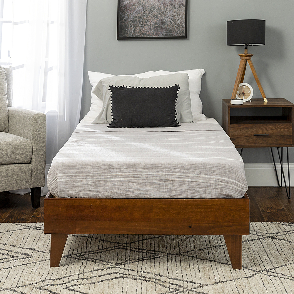 Best Buy: Walker Edison Solid Wood Twin Platform Bed Walnut BBWTPLATWT