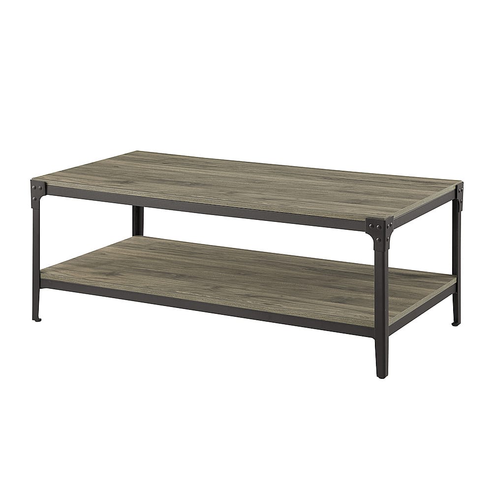 Angle View: Walker Edison - Rustic Wood Coffee Table - Slate Grey