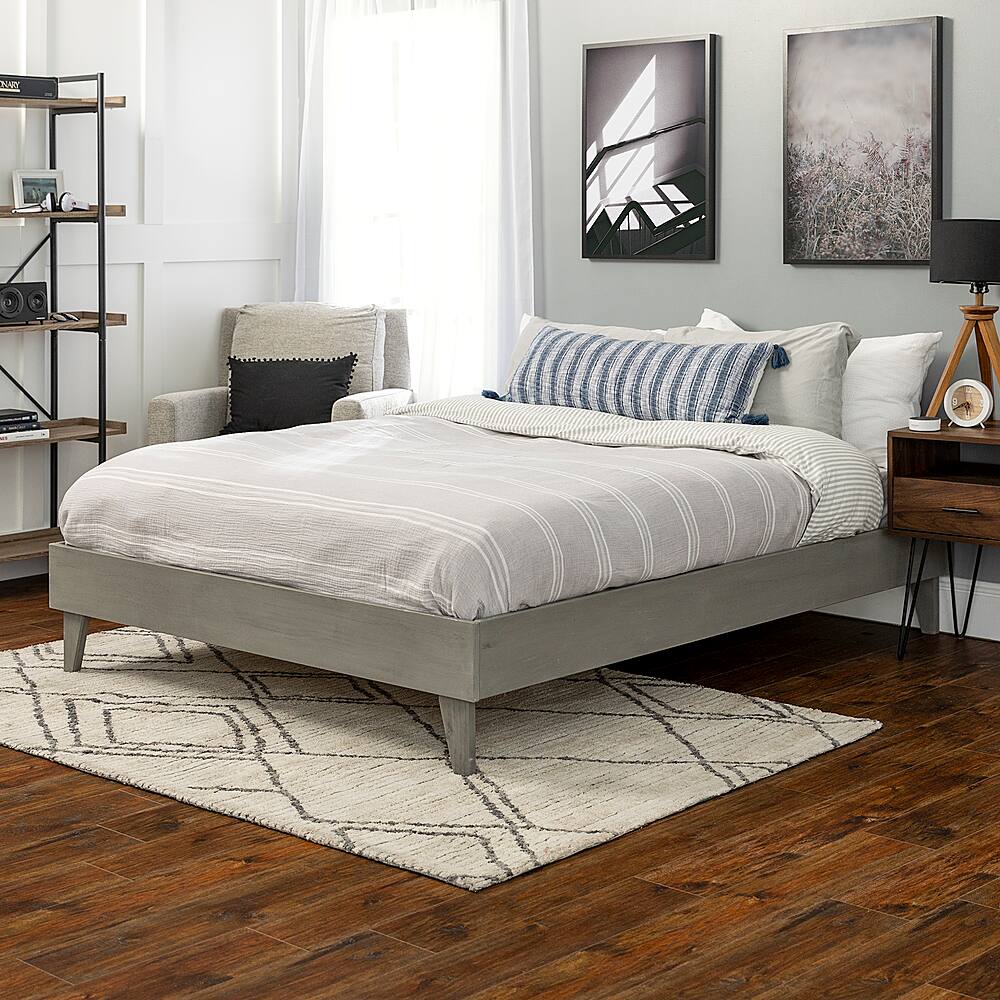 Best Buy Walker Edison Solid Wood Queen Platform Bed BBWQPLATGB