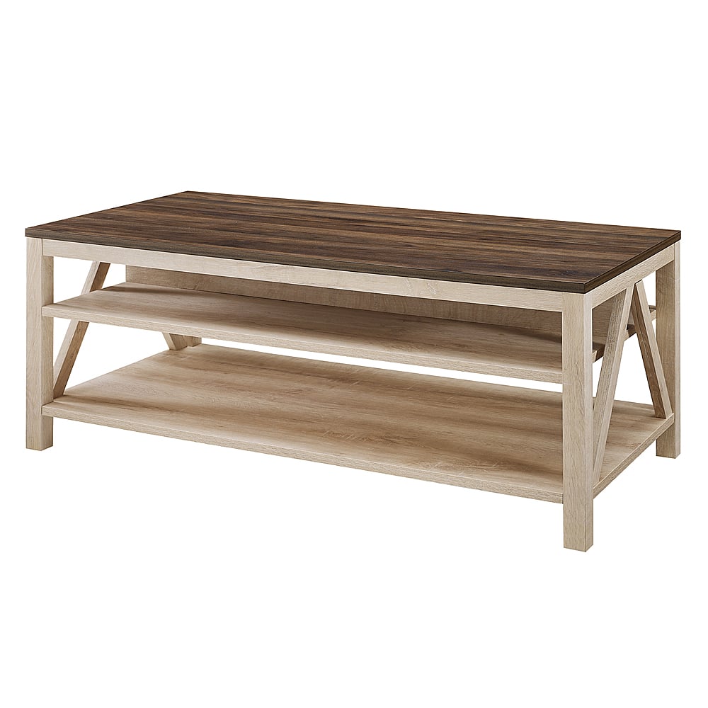 Angle View: Walker Edison - 48" A Frame Farmhouse Coffee Table - Dark Walnut