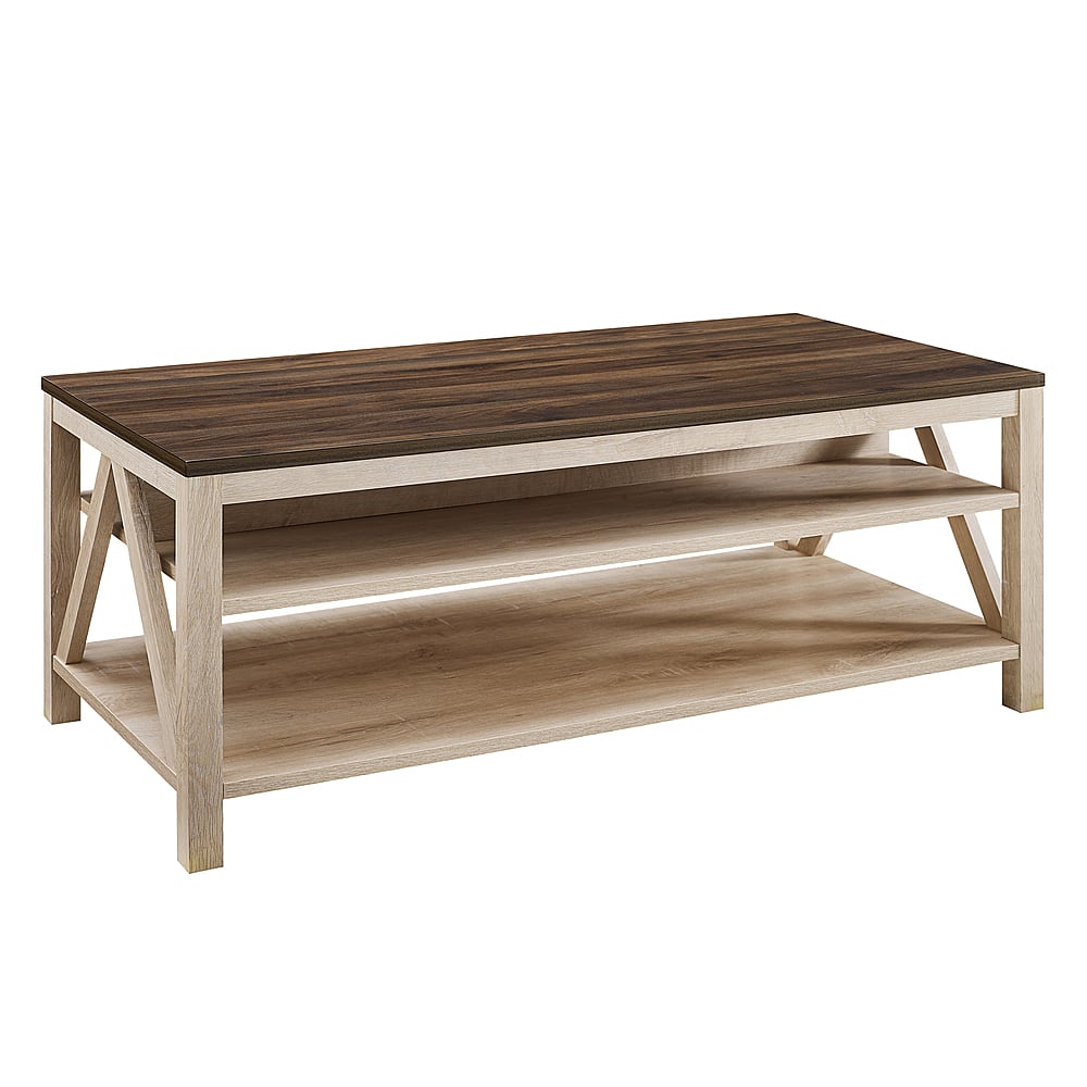 Left View: Walker Edison - 48" A Frame Farmhouse Coffee Table - Dark Walnut