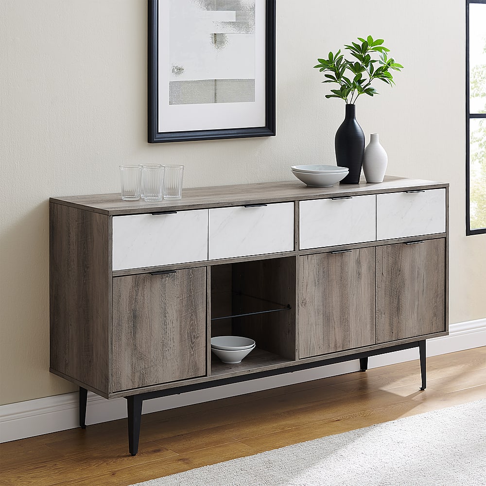 Best Buy: Walker Edison Modern 2 Drawer Cabinet Two Tone TV Stand for ...