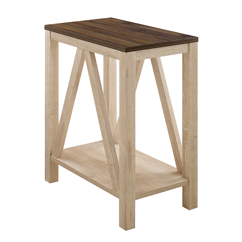 Left View: Walker Edison - Narrow A Frame Side Table - Dark Walnut