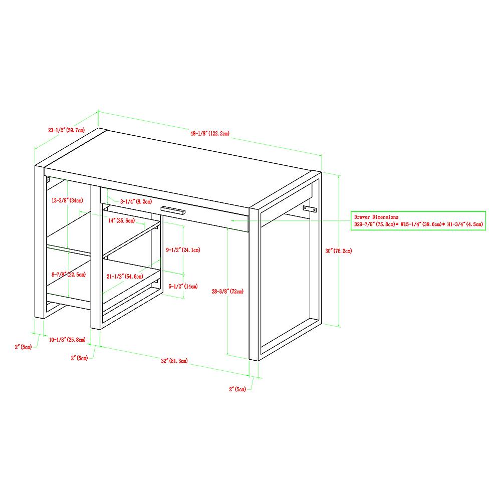 Alt View 15. Walker Edison - 48" Modern Industrial USB Power Computer Desk - Dark Walnut.