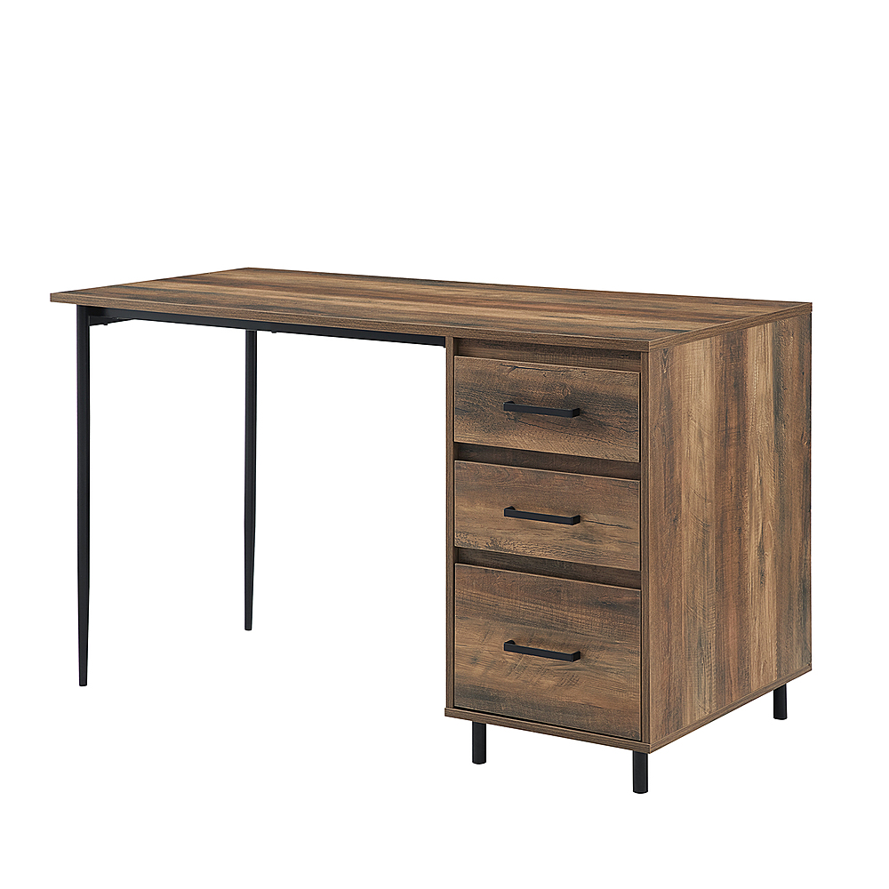 Left View: Flash Furniture - Northbrook Wood Grain Finish Computer Desk with Metal Frame - Rustic